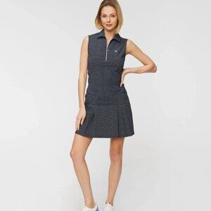 Sleeveless Navy Polka Dot Polo Dress